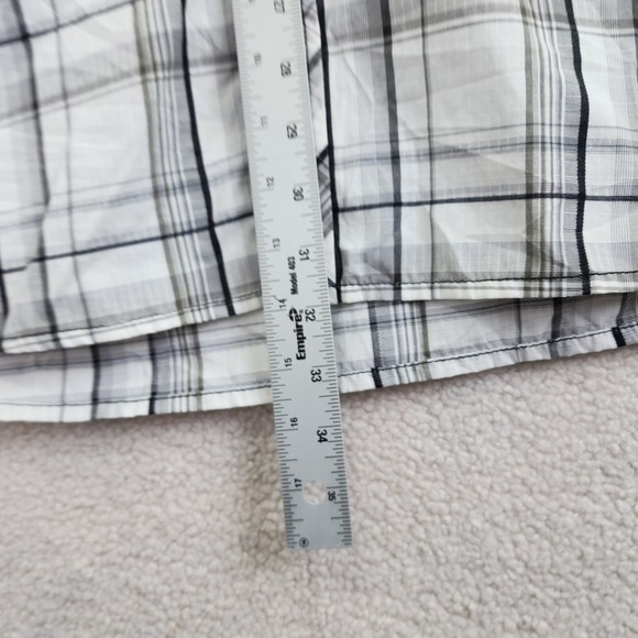 BKE Athletic Fit Short Sleeve Plaid Button Up Shirt White Black Mens 2XL - Picture 5 of 8